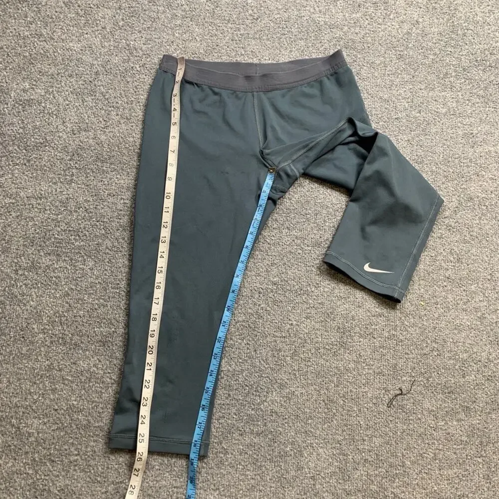 Nike Capri Leggings Women M Medium Gray Dri Fit Pull On Stretch Waistband Swoosh